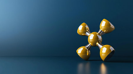 A yellow object is sitting on a blue background. The object is a cube with a yellow center and four yellow sides. The cube is placed on a table or a counterの素材