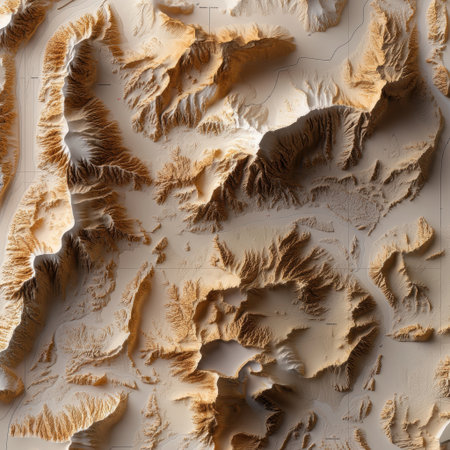 A mountain range with a lot of brown and tan colors. The mountains are very tall and the terrain is rockyの素材