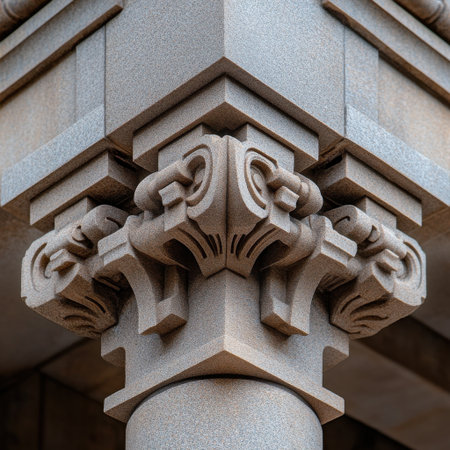 A stone pillar with a carved design on it. The pillar is made of stone and has a unique designの素材