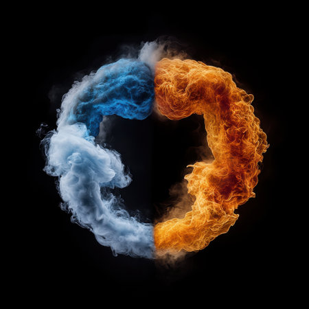 A blue and orange smoke ring with a heart in the middle. The blue smoke is a symbol of peace and the orange smoke is a symbol of fire. The heart in the middle represents love and unityの素材