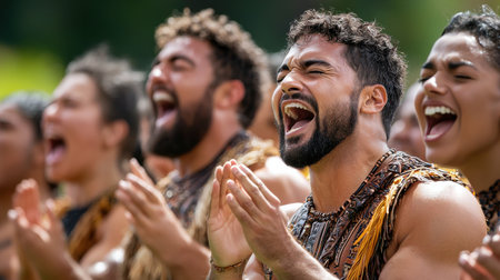 A group of people are gathered together, some of them are smiling and others are clapping. Scene is joyful and celebratoryの素材