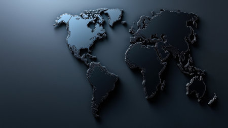 A black and white image of the world with a blue border. The image is abstract and has a modern feel to itの素材