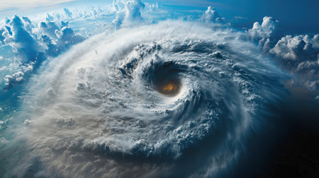 A storm cloud is swirling in the sky. The storm is very large and has a lot of powerの素材