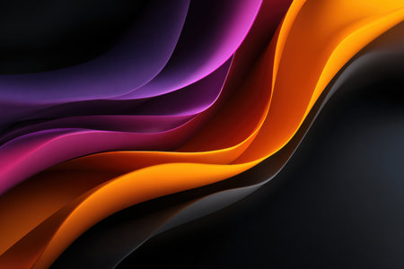 A colorful, abstract design with purple, orange, and black stripes. The colors are vibrant and the design is dynamicの素材