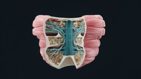 A close up of a pink and blue organ with a white background. The organ is open and the pink and blue colors are very vividの素材