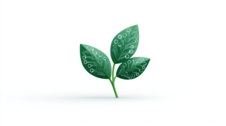 Ecology concept with green leaf on white background. Vector illustration.の素材