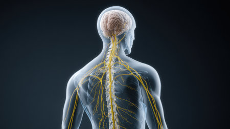 Human Organs Anatomy with nervous system. 3D Renderingの素材