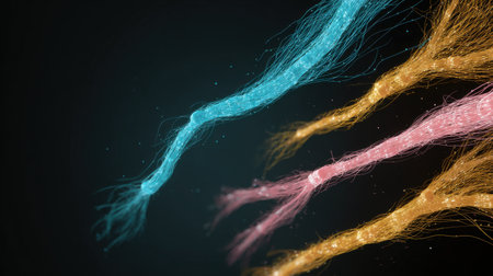 3d rendering of glowing particles with depth of field and bokehの素材