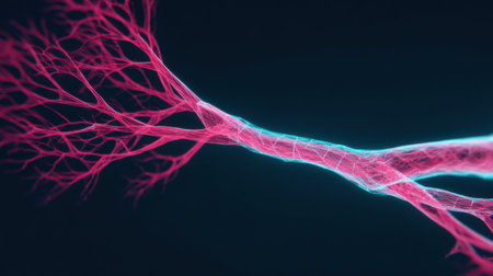 Neuron cell, 3D illustration of human nerve cell, brain cellの素材