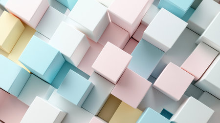 A colorful image of blocks in various colors, including pink, blue, and yellow. The blocks are arranged in a way that creates a pattern, and the overall mood of the image is playful and cheerfulの素材
