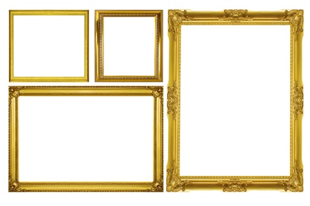 Set golden frame isolated on white background