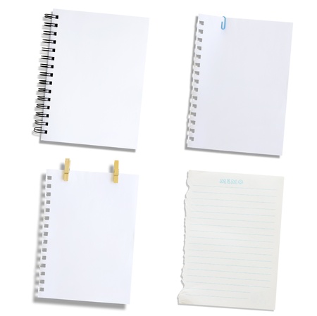 Set  paper notes on a white backgroundの写真素材