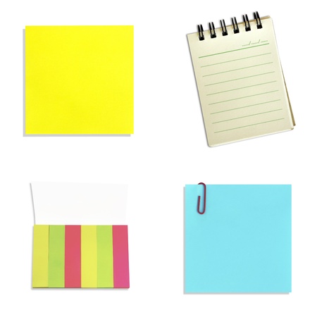 set paper notes isolated on white background