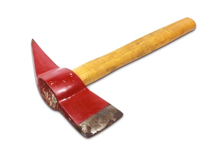 Old axe isolated on white background