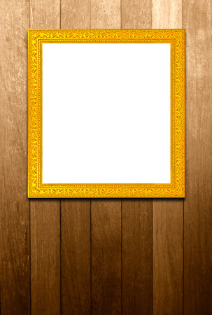 Antique golden frame on wood pannels, Texture backgrouの写真素材
