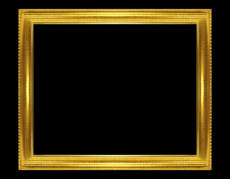 Golden frame isolated on the black の写真素材