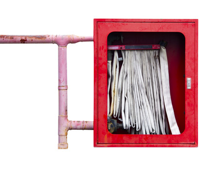 Old fire Hose Isolated on White Backgroundの写真素材