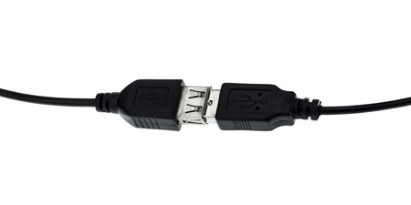 black usb plugs connect isolated on a white background