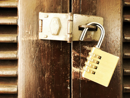 The wood door not lock by keyの写真素材