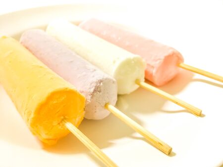 Four ice cream on white background.