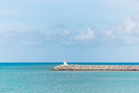 lighthouse in the middle of the sea.の写真素材