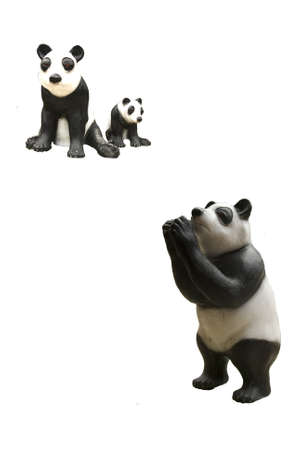 Panda statues. isolated On a white backgroundの写真素材