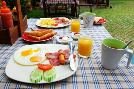 Breakfast with  orange juice and coffee ,の写真素材