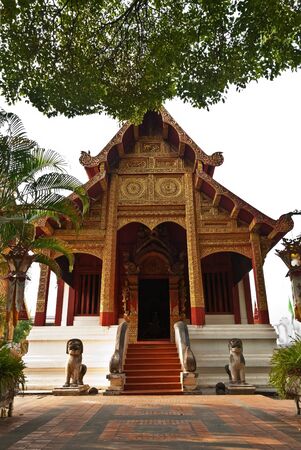 detail of the temple Wat Phra Singh in Chiang Maiの写真素材
