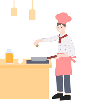 The chef prepares a dish, a vector graphicsのイラスト素材