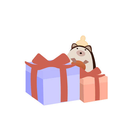 Gifts and soft toy on a white background, a vector graphicsのイラスト素材
