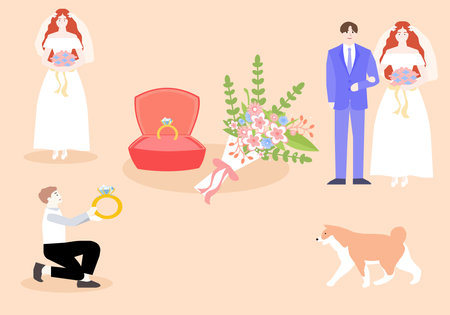 Young people are going to get married, a vector chartのイラスト素材