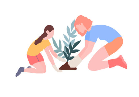 Mom and daughter plant plant, a vector chartのイラスト素材