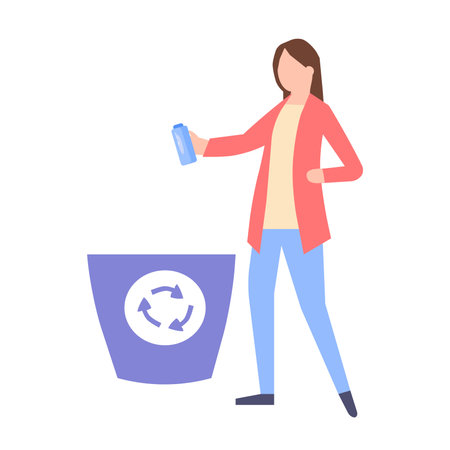 Girl throws out trash, a vector graphicsのイラスト素材
