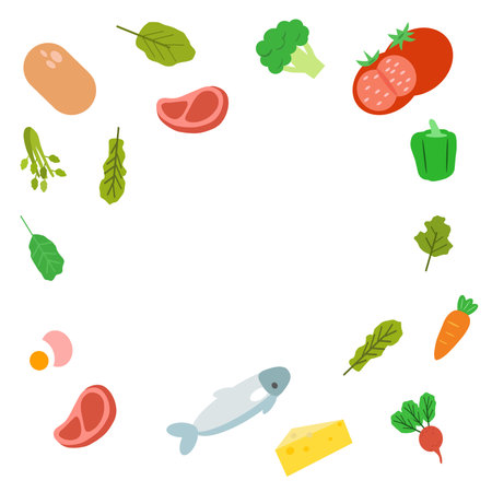 Different food vegetables and dairy products, a vector chartsのイラスト素材