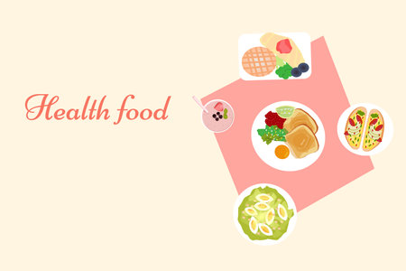 A healthy breakfast consists of several dishes. a vector graphicsのイラスト素材