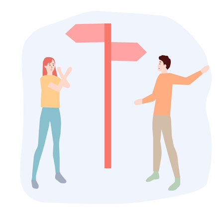People think which direction to choose, a vector graphicsのイラスト素材