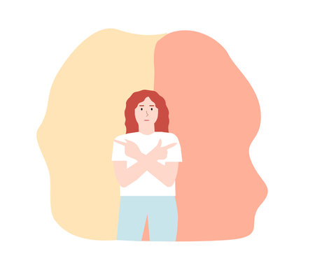 The girl will show her fingers in different directions, a vector graphicsのイラスト素材