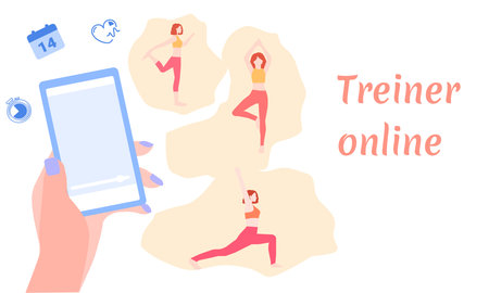 Girl does warm-up at home, a vector chartのイラスト素材