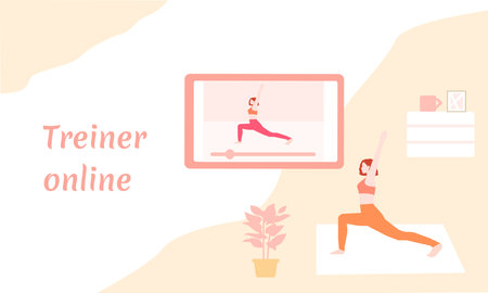 Girl watches sports online, a vector graphicsのイラスト素材