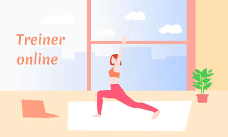 Girl does warm-up at home, a vector chartのイラスト素材