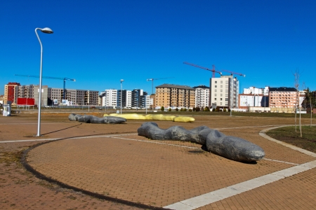 Housing estate under construction in the city of Leon  Spain の写真素材