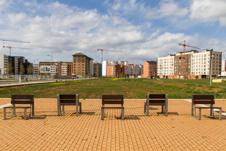 Housing estate under construction in the city of León  Spain  のeditorial素材