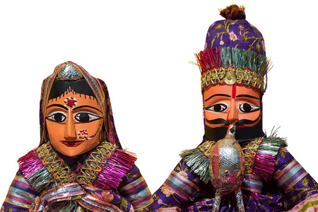 Figures isolated on white background man and woman couple  Crafts of India の写真素材