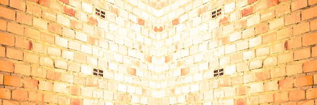 Treated Composition effects and panoramic background or texture symmetrical brick wall の写真素材