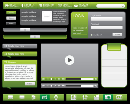 A collection of web buttons -- Green Button のイラスト素材