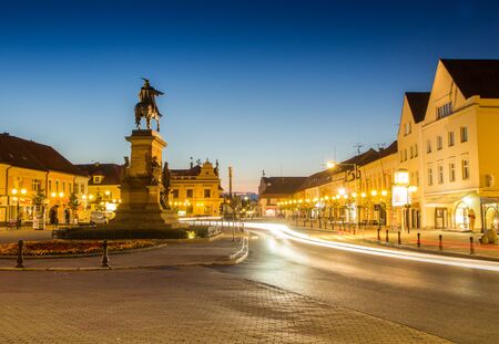 Jiri z Podebrad Statue in the night lightの写真素材