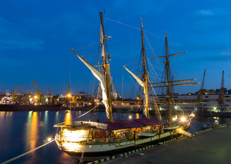 Sail ship in the port Ukraineの写真素材