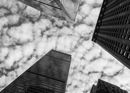 Up view on the office buildings in the New York Cityの写真素材