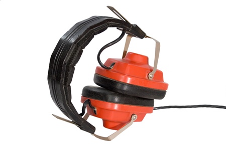 man with headphones on his head emotionally listens to music.の写真素材