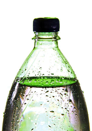 clear plastic bottle filled with water, the photo on a white background の写真素材